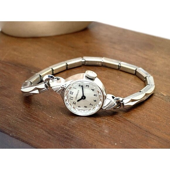 Longines Women's Watch 10k GF Case Swiss Manual Wind Vintage Silver 15mm Petite - Picture 7 of 13